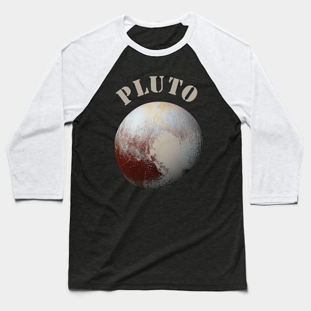 Planet Pluto Baseball T-Shirt by vladocar
